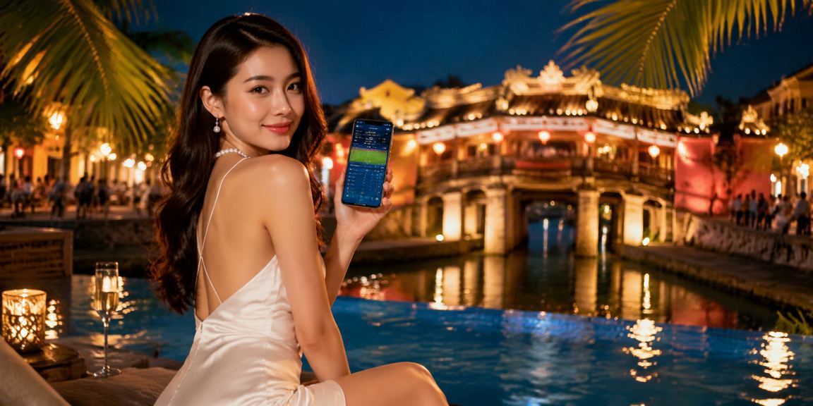 Không khí chợ đêm Hội An lung linh đèn lồng, du khách và người dân địa phương vừa dạo phố vừa xem kèo thể thao trực tuyến trên điện thoại